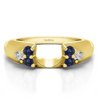 0.24 Ct. Sapphire and Diamond Cluster Prong Wedding ring wrap in Yellow Gold