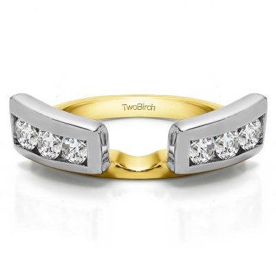 0.74 Ct. Six Stone Channel Set Ring Wrap Jacket in Two Tone Gold