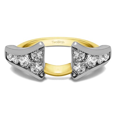 0.5 Ct. Round Chevron Wedding Ring Wrap Enhancer in Two Tone Gold
