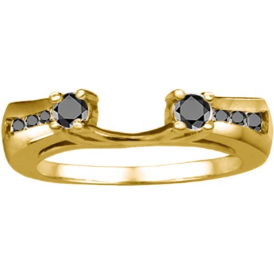 0.5 Ct. Black Round Prong and Channel ring wrap in Yellow Gold