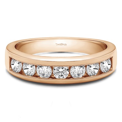 0.25 Carat Seven Stone Channel Set Wedding Ring in Rose Gold