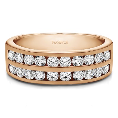 0.25 Carat Double Row Channel Set Anniversary Band in Rose Gold