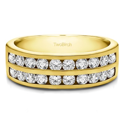0.25 Carat Double Row Channel Set Anniversary Band in Yellow Gold