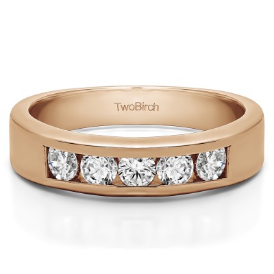 0.35 Carat Five Stone Straight Channel Set Wedding Band  in Rose Gold