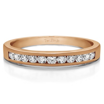 0.25 Carat Eleven Stone Straight Channel Wedding Ring in Rose Gold