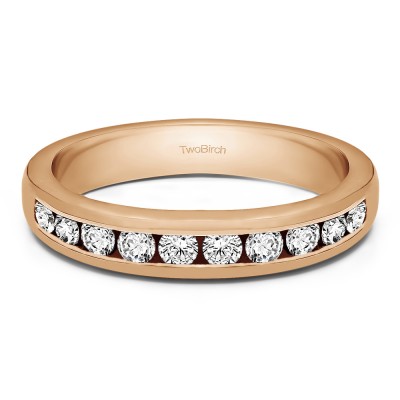 0.25 Carat Ten Stone Straight Channel Set Wedding Ring in Rose Gold