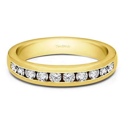 0.25 Carat Ten Stone Straight Channel Set Wedding Ring in Yellow Gold
