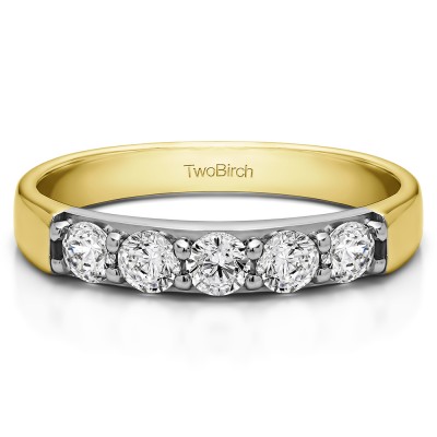0.25 Carat Five Stone Pave Set Anniversary Band in Two Tone Gold