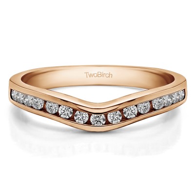 0.15 Ct. Round Twelve Stone Curved Wedding Tracer Ring in Rose Gold