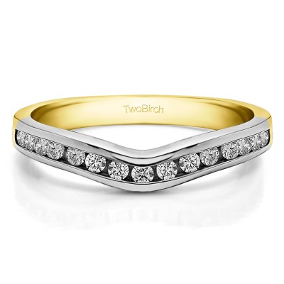 0.15 Ct. Round Twelve Stone Curved Wedding Tracer Ring in Two Tone Gold