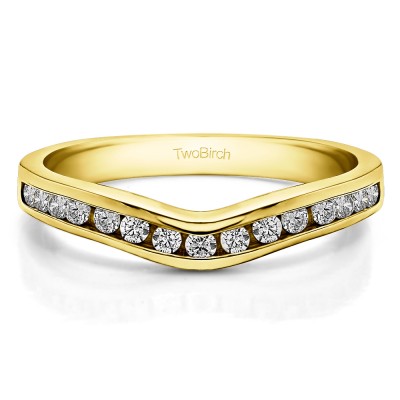 0.15 Ct. Round Twelve Stone Curved Wedding Tracer Ring in Yellow Gold