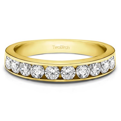 0.25 Carat 10 Stone Straight Channel Set Wedding Ring  in Yellow Gold