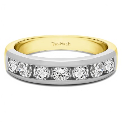 0.27 Carat Seven Stone Straight Channel Set Wedding Ring  in Two Tone Gold