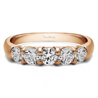 0.75 Carat Five Stone Common Prong Anniversary Band in Rose Gold