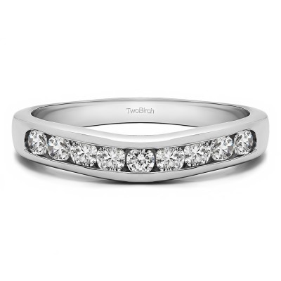 0.5 Ct. Nine Stone Round Channel Set Contour Curved Band