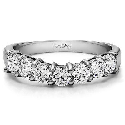 TwoBirch Curved Rings - 0.75 Ct. Seven Stone Shared Prong 
