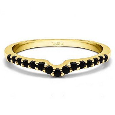 0.25 Ct. Black Delicate Notched Contour Band in Yellow Gold