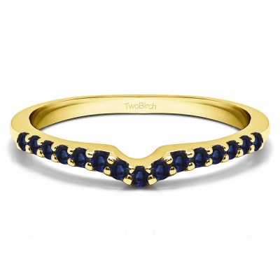 0.25 Ct. Sapphire Delicate Notched Contour Band in Yellow Gold