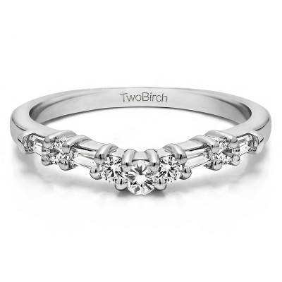 0.35 Ct. Alternating Baguette and Round Curved Wedding Ring