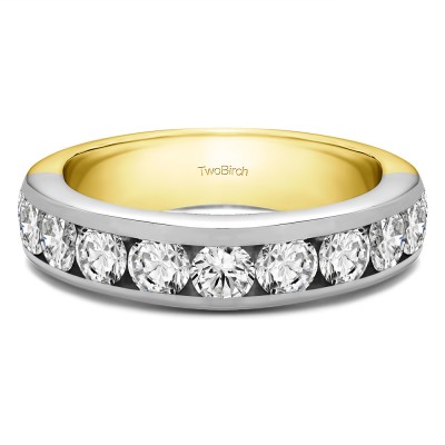0.25 Carat 10 Stone Channel Set Wedding Ring in Two Tone Gold