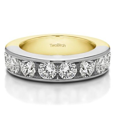 0.75 Carat 10 Stone Open Ended Channel Set Wedding Ring  in Two Tone Gold