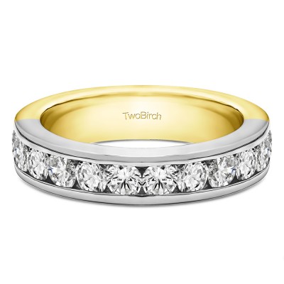 0.24 Carat Twelve Stone Channel Set Straight Wedding Ring  in Two Tone Gold