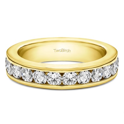 0.24 Carat Twelve Stone Channel Set Straight Wedding Ring  in Yellow Gold