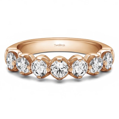 0.25 Carat Seven Stone Common Prong U Set Wedding Ring  in Rose Gold