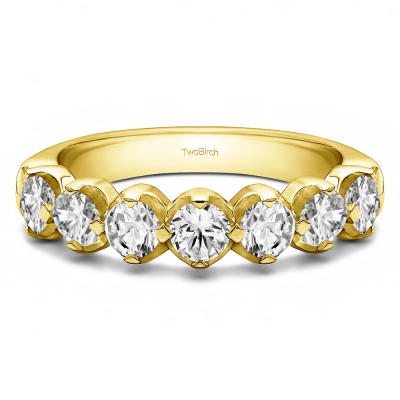 0.25 Carat Seven Stone Common Prong U Set Wedding Ring  in Yellow Gold