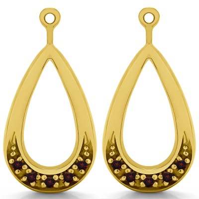 0.1 Carat Ruby Round Pave Chandelier Earring Jacket in Yellow Gold