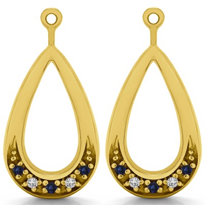 0.1 Carat Sapphire and Diamond Round Pave Chandelier Earring Jacket in Yellow Gold