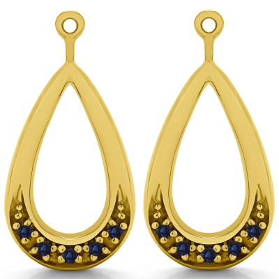 0.1 Carat Sapphire Round Pave Chandelier Earring Jacket in Yellow Gold