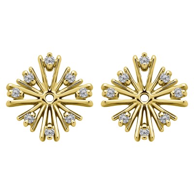 0.16 Carat Round Prong Starburst Inspired Earring Jacket in Yellow Gold