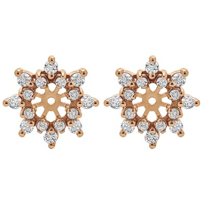 0.48 Carat Round Prong Cluster Halo Earring Jacket in Rose Gold