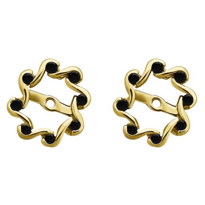 0.24 Carat Black Halo Infinity Earring Jackets in Yellow Gold