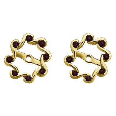 0.24 Carat Ruby Halo Infinity Earring Jackets in Yellow Gold