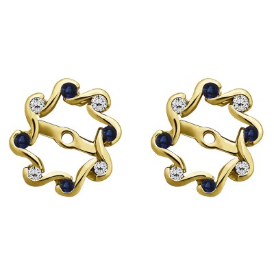 0.24 Carat Sapphire and Diamond Halo Infinity Earring Jackets in Yellow Gold