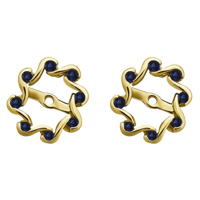 0.24 Carat Sapphire Halo Infinity Earring Jackets in Yellow Gold