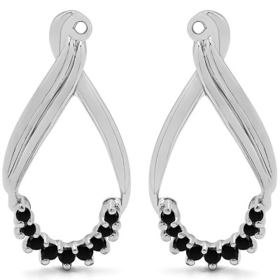 0.21 Carat Black Round Shared Prong Chandalier Earring Jackets