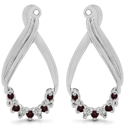 0.21 Carat Ruby and Diamond Round Shared Prong Chandalier Earring Jackets