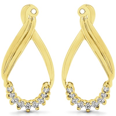 0.21 Carat Round Shared Prong Chandalier Earring Jackets  in Yellow Gold
