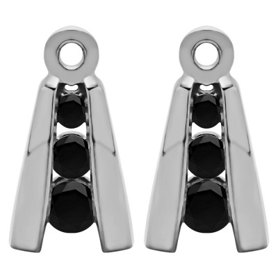 0.2 Carat Black Round Channel Three Stone Earring Jackets