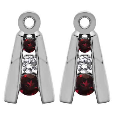 0.2 Carat Ruby and Diamond Round Channel Three Stone Earring Jackets
