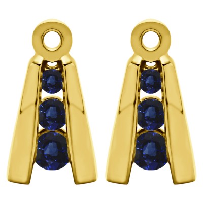 0.2 Carat Sapphire Round Channel Three Stone Earring Jackets  in Yellow Gold