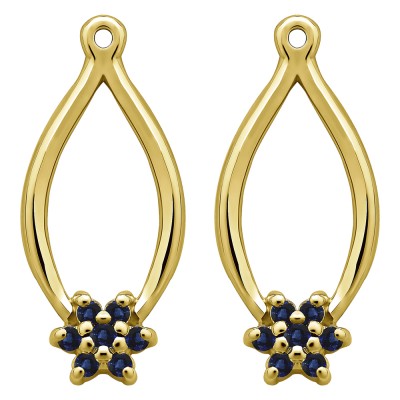 0.22 Carat Sapphire Round Shared Prong Flower Earring Jackets  in Yellow Gold