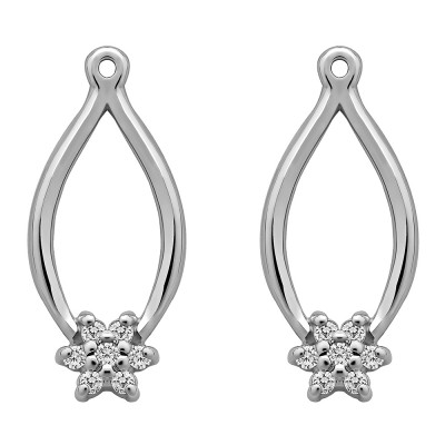 0.22 Carat Round Shared Prong Flower Earring Jackets