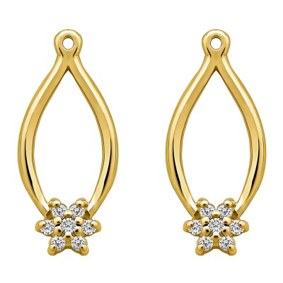 0.22 Carat Round Shared Prong Flower Earring Jackets  in Yellow Gold