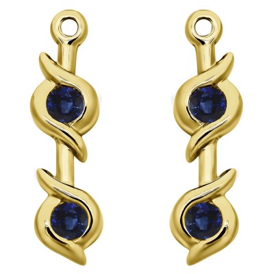0.2 Carat Sapphire Bypass Bezel Two Stone Earring Jacket in Yellow Gold