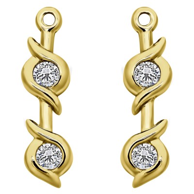 0.2 Carat Bypass Bezel Two Stone Earring Jacket in Yellow Gold