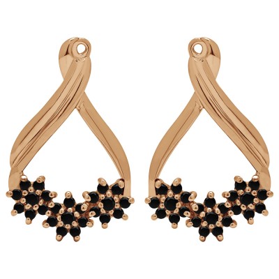 0.51 Carat Black Bypass Round Flower Earring Jackets in Rose Gold